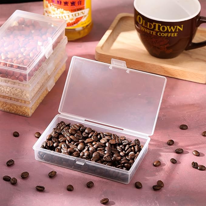 6 Pieces Mini Plastic Clear Beads Storage Containers Box for Collecting Small Items, Beads, Jewelry, Business Cards, Game Pieces, Crafts (5.2 x 3 x 1.2 Inch)