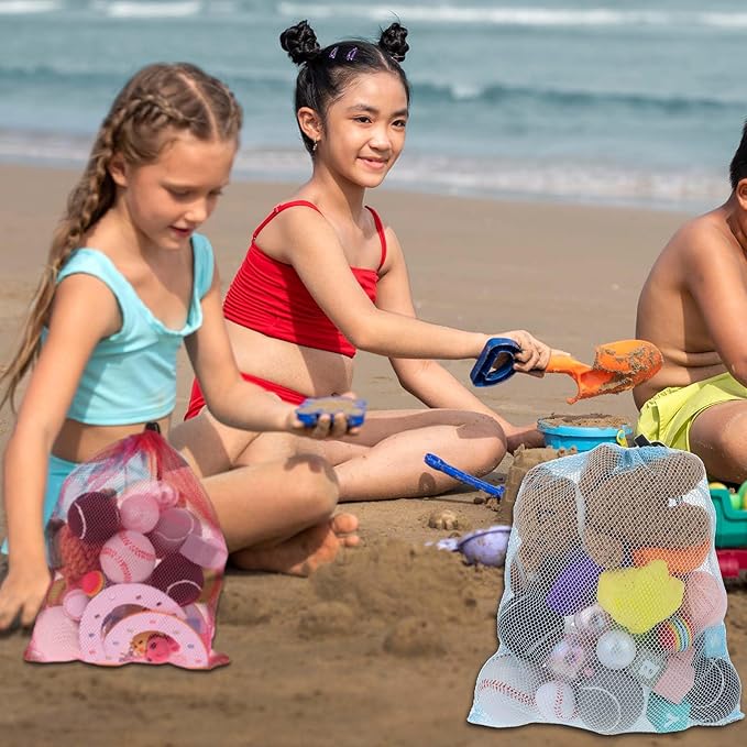 6 Pcs 11 x 15 Inch Nylon Mesh Drawstring Laundry Bags, Mesh Stuff Sacks with Cord Lock Closure, Breathable, Large Capacity, Multicolor for Travel, Gym, Home