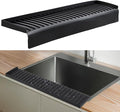 Sink Edge Protector with Suction Cup 4"x14", Silicone Sink Splash Guard for Kitchen & Bathroom, Protect Countertop from Scratches, Stains, for Stainless Steel Granite Quartz-Black