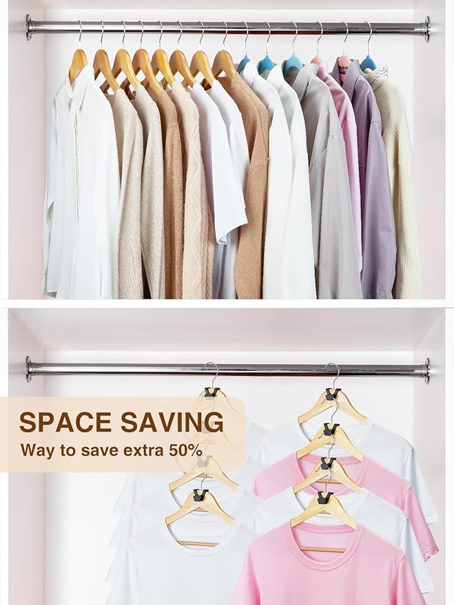 Smartor Clothes Hanger Connector Hooks 60 Pack, Closet Storage and Organization as Hangers Space Saving, Hanger Add on Hook as Closet Organizer, Stacking Hangers, Cascading Space Saver, Black