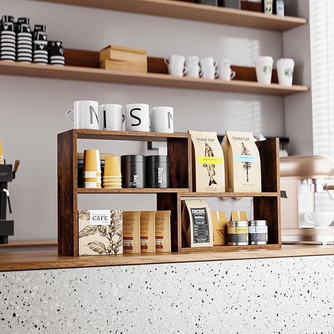 Expandable Cabinet Organizer Shelf, Set of 2 Kitchen Counter Shelves for Countertop Organization Spice Rack Kitchen Storage Stackable