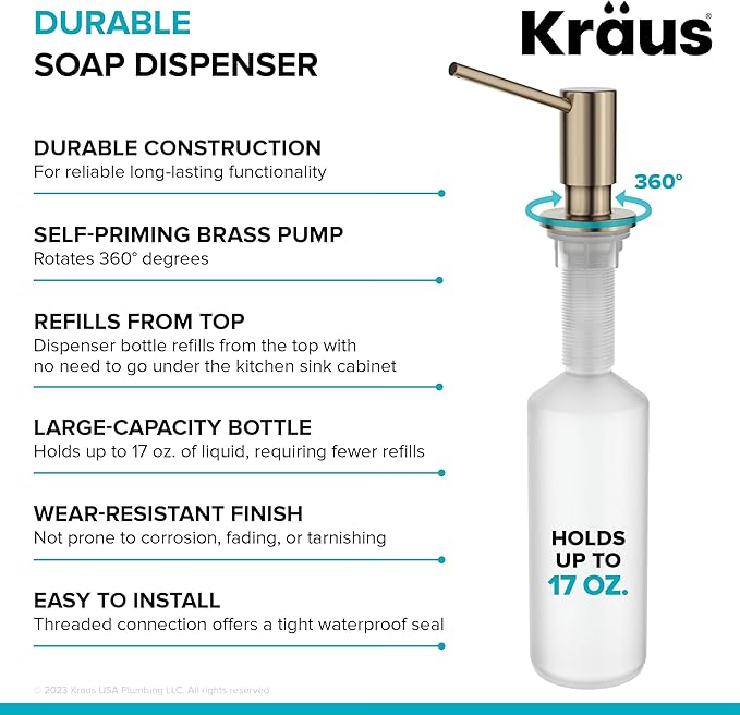 KRAUS Kitchen Soap and Lotion Dispenser in Spot-Free Antique Champagne Bronze, KSD-43SFACB