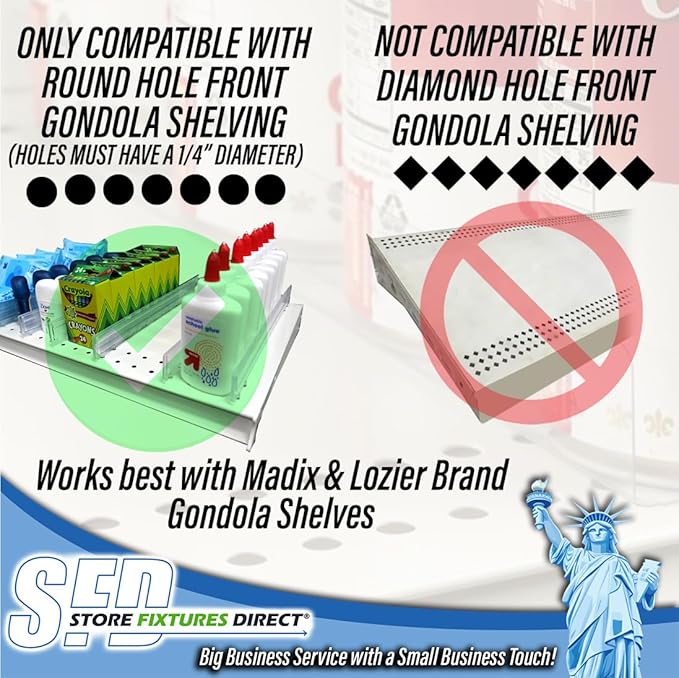 STORE FIXTURES DIRECT Adjustable Gondola Shelf Dividers - Retracting Item Organizer for Shelves 14" to 22" D - 50 Pack