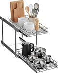 2-Tier Pull-Out Cabinet Organizer with Heavy-Duty Steel Frame, Full-Extension Sliding Shelves, Holds 100 lbs, Easy Install for Kitchen, Pantry & Under Sink Cabinets, 11" W x 21”D x 16.5" H