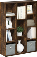 Furinno LUDER Book Shelf, 11-Cube Bookshelf, Reversible Bookcase, 9.4 x 29.1 x 41.7, for Living Room, Bedroom, Home Office, Amber Pine