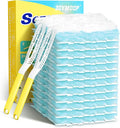 JOYMOOP Disposable Duster for Cleaning, with 2 Handles & 24 Ct Blue Heavy Duty Refills for Swiffer Feather Duster, Household Cleaning Tool for Electronics, Dusting Furniture, Blinds, Pet Hair