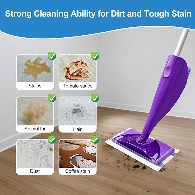Mop Pads Refills Compatible with Swiffer WetJet Hardwood and Floor Spray Mop,10 Count Disposable Heavy Duty Mop Refill Pads with Scrub Strip,Thick and Absorbent Multi Surface Wet&Dry Mop Pad Refills