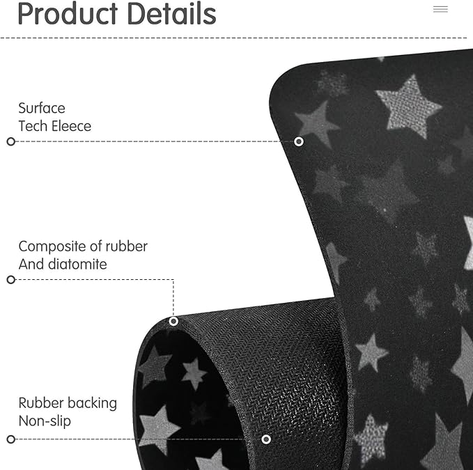 Kitchen Sink Splash Guard 2 PCS 14.7 Inch Sink Faucet Mat Splash Guard for Bathroom Countertop Water Absorbent Foldable Cuttable Soft Washable Cute Silver and Gray Stars