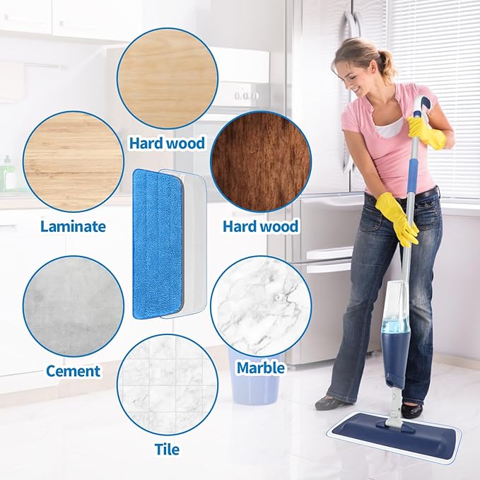 3 Pack Microfiber Reusable Mop Pads for Bona Mop, Wet/Dry Floor Cleaning Refill Mop Pads, Spray Mop Hard Wood Floor Mop Pads Refills, Machine Washable Power Mop Pads Replacement
