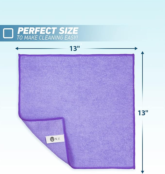 WEAWE Microfiber Cleaning Cloth-24Pcs (13x13 inch) Ultra Soft Highly Absorbent Rags for Housekeeping-Machine Wash (Purple)