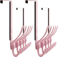 Dseap Over Door Hook 2.0 - Upgraded Version - Simple-Assembly, Strong, Heavy-Duty Stainless Steel 5-Tri-Hook Over The Door Hanger Rack, SimpleStrong Series, Pink, Pack of 2