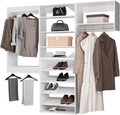 ROOMTEC Modular Closet System, 66" Wall Mounted Modern Closet Organizer with Hanging Rods and Shoe Shelf, Wooden Tower for Walk-In Closets, Wardrobe Storage Kit, White