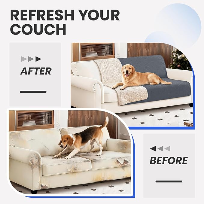 Waterproof Dog Bed Cover, Non-Slip Dog Blanket for Couch, Couch Covers for Dogs Washable, Pet Blanket for Furniture, Pet Bed Mat for Sofa, Car, Pet Supplies (68x82 Inch, Dark Grey)