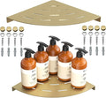 LFBA 2 Pack Corner Shower Shelves Load Capacity 40 lbs 304 Stainless Steel Shower Corner Shelf Will not Rust 8in Shower Shelf for Inside Shower Brushed Gold Drilling Installation