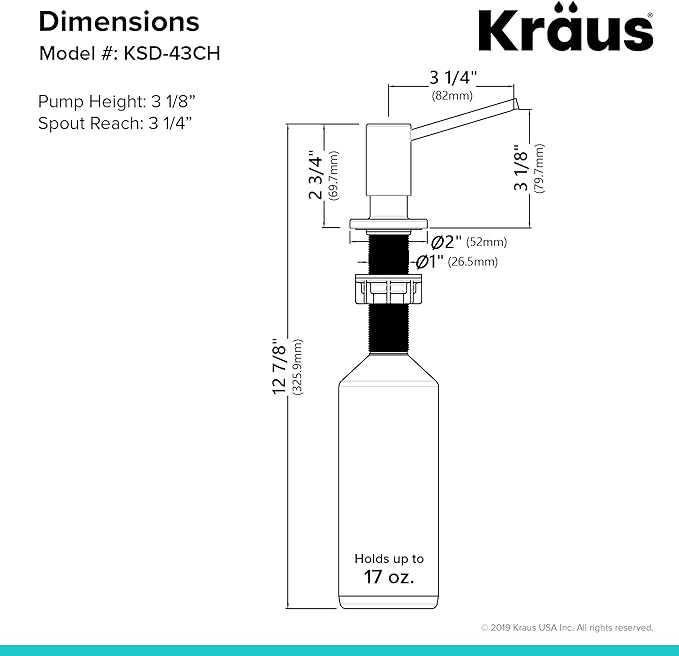 KRAUS Kitchen Soap and Lotion Dispenser in Chrome, KSD-43CH