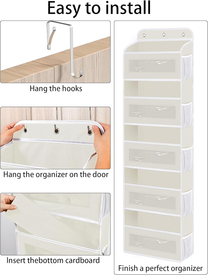 Over The Door Organizer, 5 Shelves Closet Door Hanging Organizer with 10 Mesh Pockets, Nursery Closet Organizer, Baby Essentials, Dorm Room Essentials for Girls
