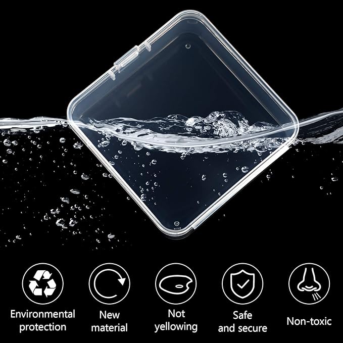 Jetec 6 Pieces Mini Plastic Clear Beads Storage Containers Box for Collecting Small Items, Beads, Jewelry, Business Cards, Game Pieces, Crafts(2.9 x 2.9 x 1 Inch)