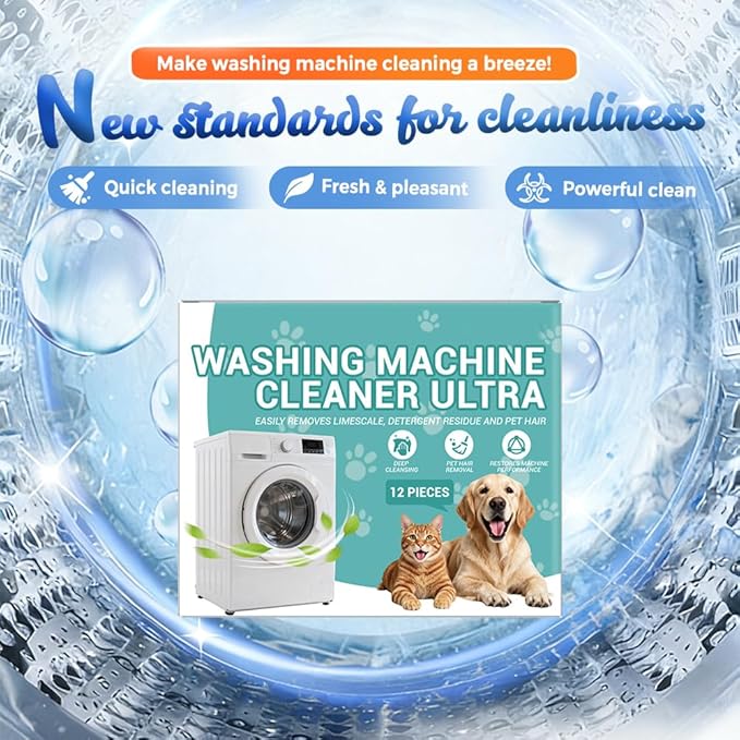 Washing Machine Cleaner Descaler 12 Pack - Deep Cleaning Tablets For Front Loader & Top Load Washer,Helps Remove Residue, Hard Water Buildup & Odor-Causing Deposits (1 pcs)