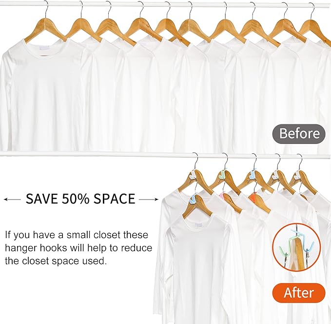 SLMT Clothes Hanger Connector Hooks 200PCS Space Saving Hanger Extender Hooks Closet Organizer for Plastic Hangers