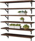 YGEOMER 23.6 Inch Floating Shelves for Wall, Farmhouse Wall Shelves for Bedroom, Bathroom Storage, Living Room and Kitchen Decor (Set of 6 Brown)