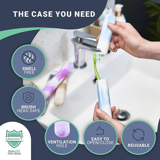 4 Pack Elite Travel Toothbrush Case with Drainage Holes–Portable, Breathable Plastic Toothbrush Holder Travel Covers–Ideal for Camping, Trips & Daily Use Cute Tooth brush Cover Container– Multi Colors