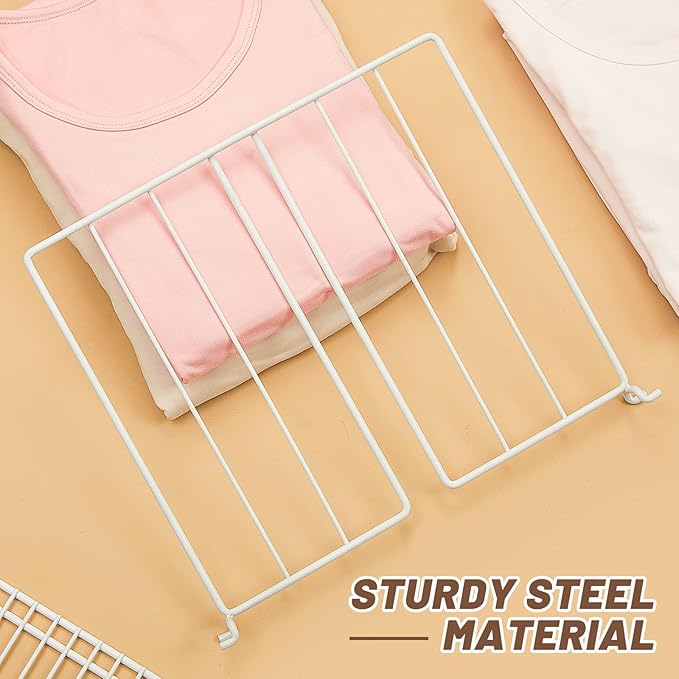 Amylove 24 Pcs Wire Shelf Divider for Wire Shelves Closet Organization Clothes Wardrobe Separators Closet Organizer Dividers Storage Rack Separator for Cabinets Kitchen Office, White