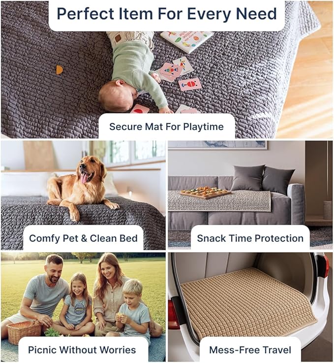 PAULATO BY GA.I.CO. Waterproof Couch Cover – 24x47 Blanket for Sofa Car Seat or Crate – Machine Washable Absorbent Reusable Pad for Puppy Training – Dogs Cats Pets Friendly Protector - Macadamia