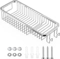TENOVEL Wire Basket Wall Mount,Corner Shower Caddy 304 Stainless Steel,Bathroom Shower Organizer Soap Caddy,Polished Finish，Long Basket