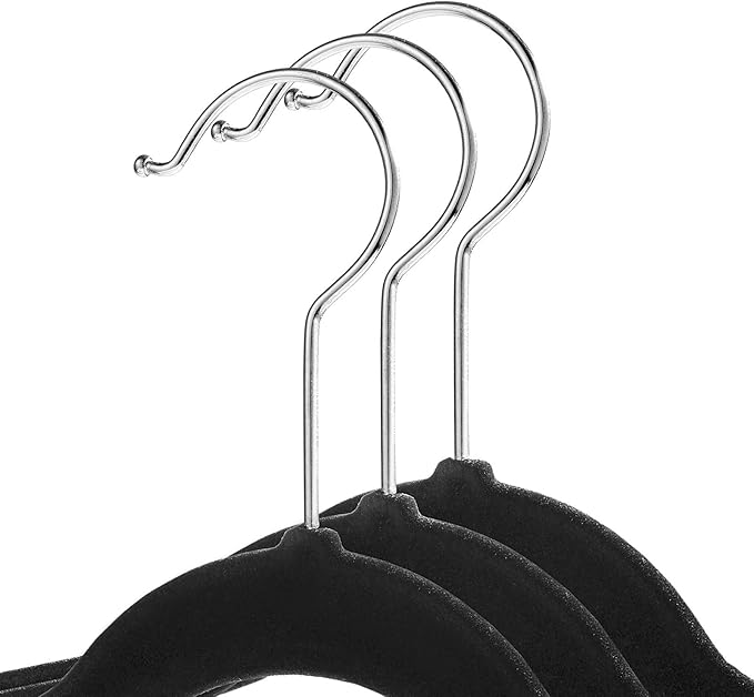 Casafield 50 Velvet Kid's Hangers - 14" Size for Children's Clothes - Black