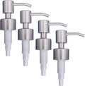 Stainless Steel Soap & Lotion Dispenser Pumps, Brushed Nickel Replacement (4 Pack)
