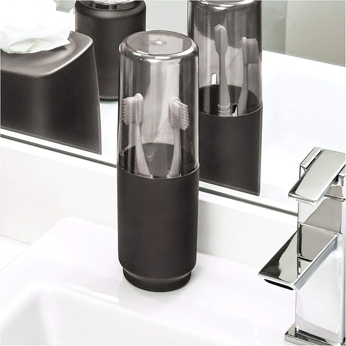 iDesign Austin Covered Holder, Holds Regular and Electric Toothbrushes