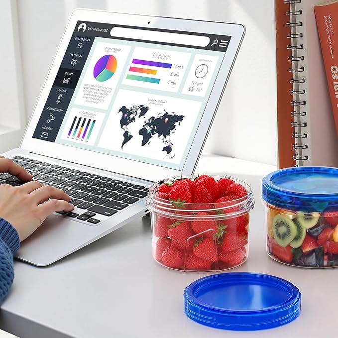 6 Pack-16 OZ Freezer Storage Containers, Small Plastic Containers with Twist Top Lids, Round Food Storage Containers, Reusable Soup Container Microwave/Dishwasher Safe