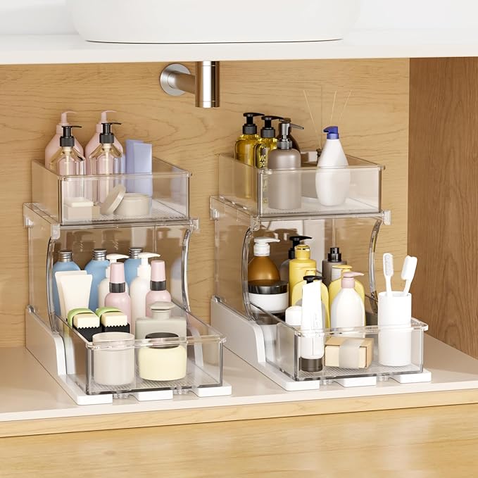 2 Tier Bathroom Organizers and Storage, Bathroom Counter Organizer, Under Sink Organizer Bathroom, Bathroom Under Sink Organizer, Bathroom Vanity Organizer, New for 2026, 1 Pack