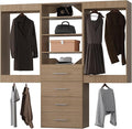 Modular Closet, 84" Wide Organizer with Hanging & Drawers, Wood Tower Storage for Walk In Closets, Wall Mounted Wardrobe Organizer Kit
