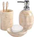Bathroom Accessory Set of 3, Ceramic Bathroom Accessories Complete -Toothbrush Holders, Soap Dispenser, Soap Dish, Rustic Boho Bathroom Decor, Farmhouse Bathroom Organizer for Countertop