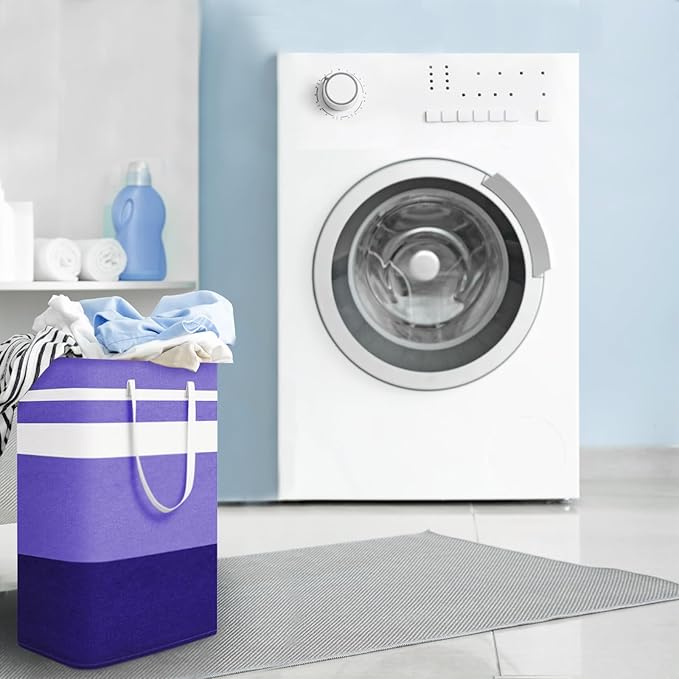 2-Pack Foldable Laundry Basket,Large Laundry Baskets with Handles,Waterproof Laundry Hamper,Collapsible Laundry Hampers for Clothes Organizer 80L (Black&Purple)
