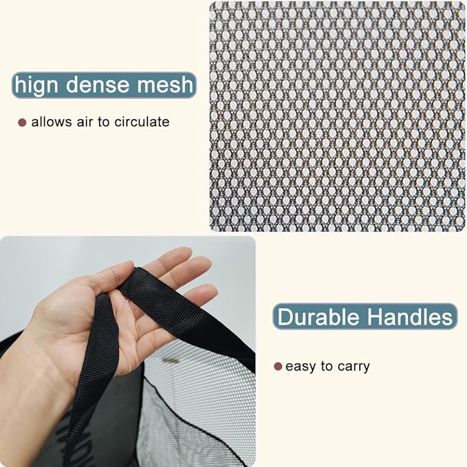 2Pack Mesh Pop Up Laundry Hamper, Foldable Laundry Basket with Side Pocket for Bedroom, Laundry Room, Travel, Cruise (Black+Blue)