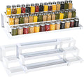 3-Tier Spice Rack Organizer for Kitchen Cabinet or Pantry, 16"-29" Expandable Spice Organization Shelf, Seasoning Organizer, Metal Display Shelf, Slip-Resistant Design for Jars and Bottles, White