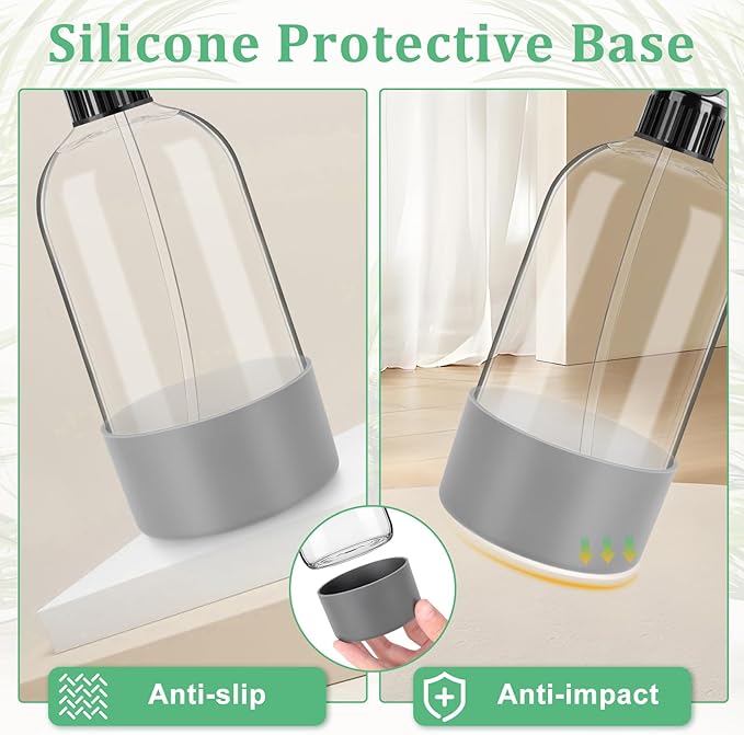 Glass Empty Spray Bottles 3 Pack, 17 oz/500 ml Glass Spray Bottles for Cleaning, Plants, Essential Oils, Hair Care, Refillable Empty Spray Bottle with Adjustable Nozzle for Squirt and Mist