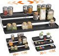 Expandable Spice Rack Organizer - 3 Tier Adjustable Spice Organizer for Cabinet & Countertop - Easy Visibility - Black