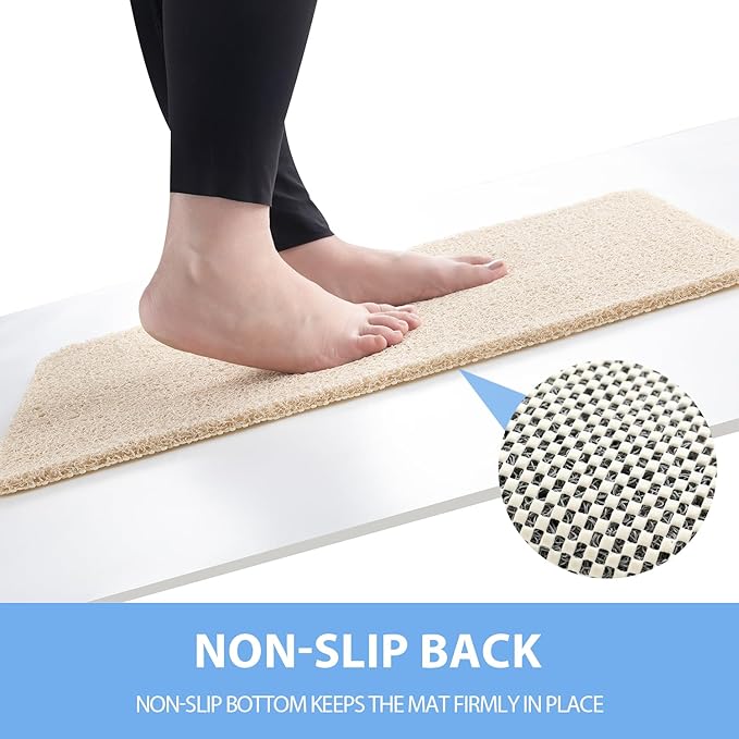 Hargiis Non-Slip Bathtub Mat, Anti Slip Shower Mat, Fast Drying Bathtub Mats, Foot Scrubber Mat, Anti Slip Mat for Tub, Floor, Bathroom, Kitchen, Home, Hotel (Beige 36"×24")