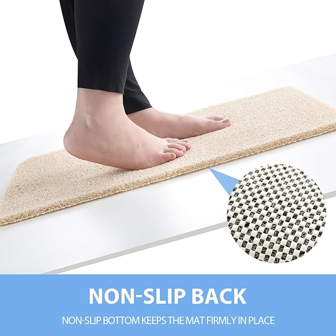 Hargiis Non-Slip Bathtub Mat, 2 Pack Anti Slip Shower Mat, Fast Drying Bathtub Mats, Foot Scrubber Mat, Anti Slip Mat for Tub, Floor, Bathroom, Kitchen, Home, Hotel (Beige 24"×16"+24"×16")
