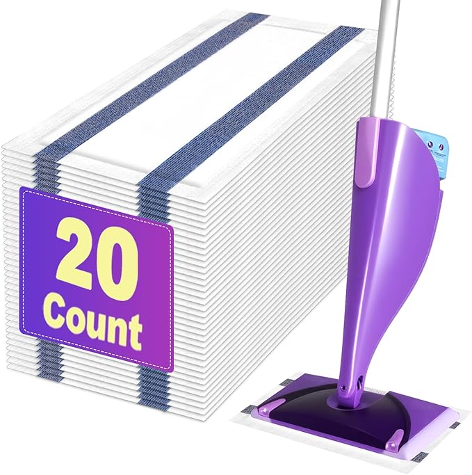 Mop Pads Refill Compatible with Swiffer Wet Jet Spray Mops, Disposable Wet Jet Mopping Pads for Multi-Surface Floor Cleaning, Multi-Layer Thickening and Super Absorbent, 20 Count