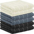 Nialnant 6 Pack Dish Cloths for Washing Dishes, 100% Cotton Reusable Cleaning Rag,Ultra Soft Absorbent, Quick Drying Dish Towels for Kitchen,12x12 Inches Beige+Grey+Black