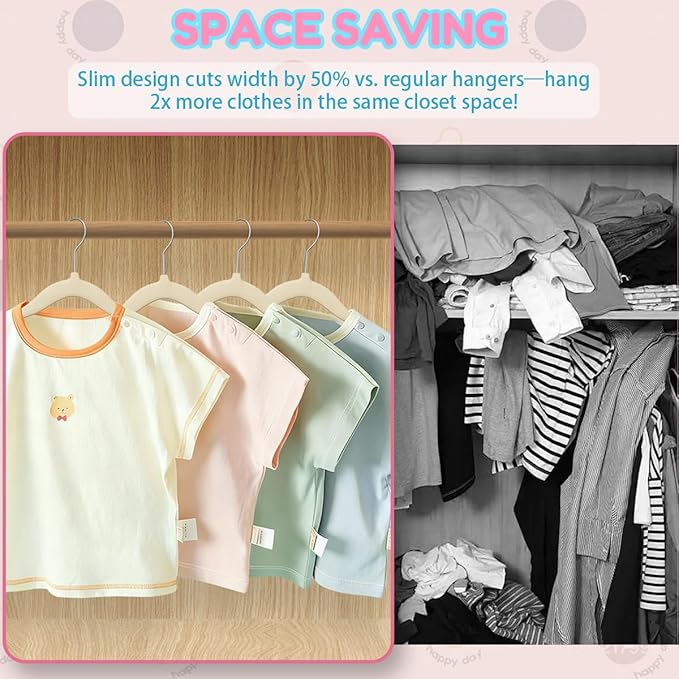 Baby Hangers 11.6 Inch Kids Velvet Non Slip Coat Hangers 30 Pack Toddler Hangers Space Saving Closet Organizer for Toddler Infant Children Clothing (Beige Velvet)