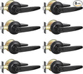 Privacy Door Levers, 8 Pack Matte Black Door Handles, Bed and Bath Door Locksets Heavy Duty Keyless Interior Handles, Reversible for Left Right Handed Doors