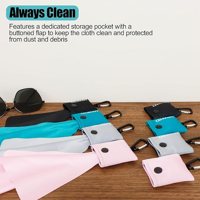 Solid Color Keychain Microfiber Eye Glasses Cleaner Cleaning Cloth Wipes Portable Eyeglass Lens Cleaning Cloth Wipes for Sunglasses Jewelry Electronics