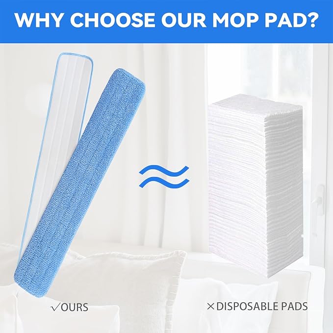 48" Microfiber Pad for Rubbermaid Commercial 48 Inch Mop Head - 4 Pack Replacement Wet & Dry Commercial Reusable Cleaning Mop Refills Fit for Any Microfiber Flat Mop System 48"
