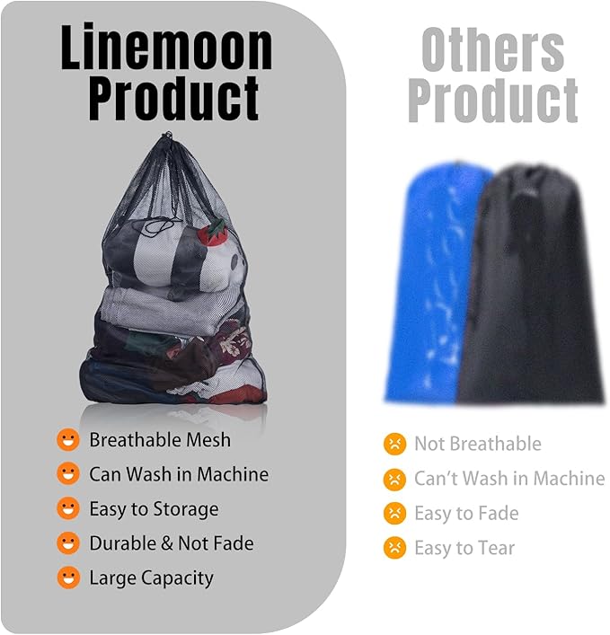 2 Pack Mesh Laundry Bags, Large Mesh Laundry Bag 24"x 36", Durable Net Travel Laundry Bags for Home, Dorm, Apartments, Laundromat Black