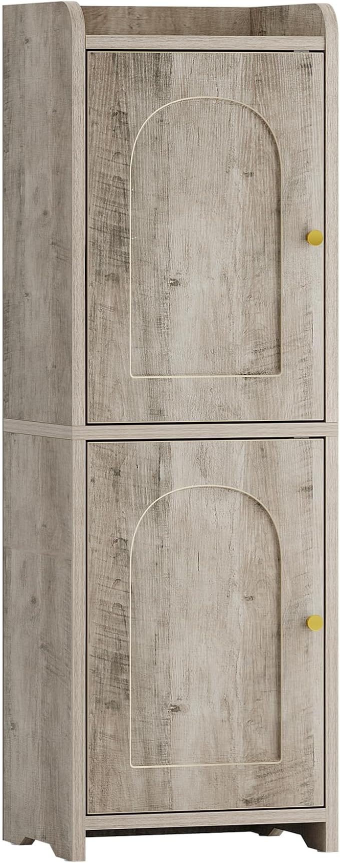 Bathroom Storage Cabinet, Small Corner Floor Cabinet with 2 Doors and Adjustable Shelf, Narrow Toilet Paper Cabinets, Bathroom Organizer for Small Spaces, 7.9" D x 9.8" W x 29.5" H Greige